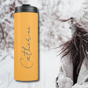 Pastel Orange Black Elegant Minimal Customised Thermal Tumbler