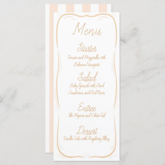Pastel Orange Border Striped Wedding Menu