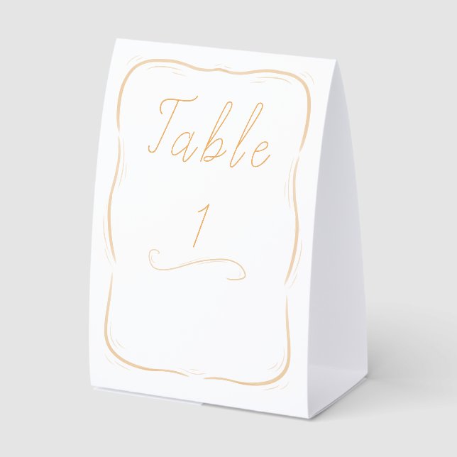 Pastel Orange Border Wedding Tabletop Sign (Front)