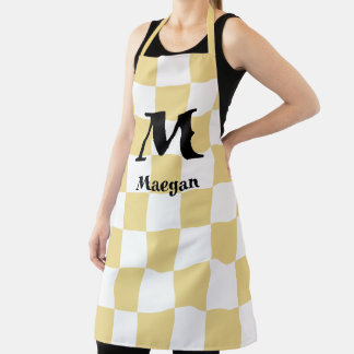 Pastel Orange Checkered Pattern Background Apron