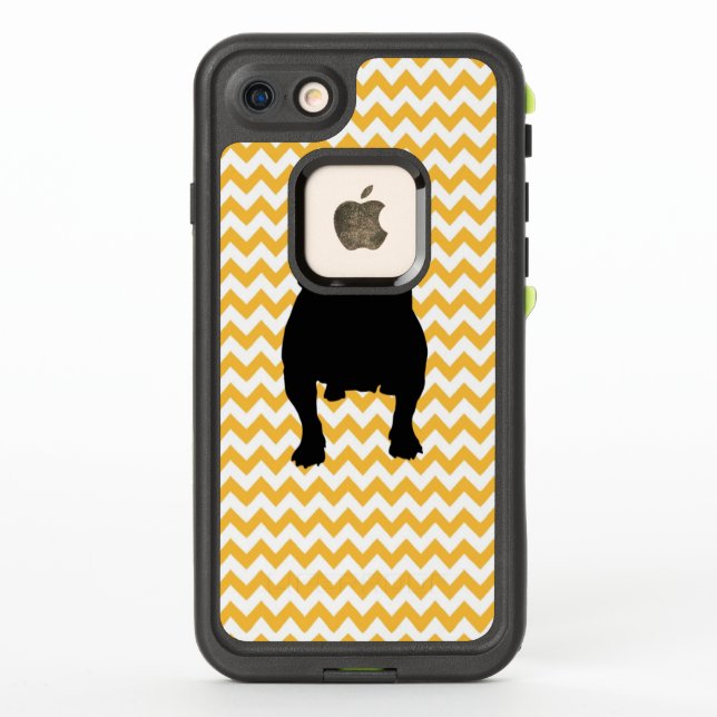 Pastel Orange Chevron With English Bulldog LifeProof iPhone Case (Back)
