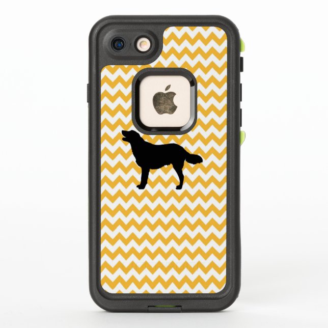 Pastel Orange Chevron With Golden Silhouette LifeProof iPhone Case (Back)