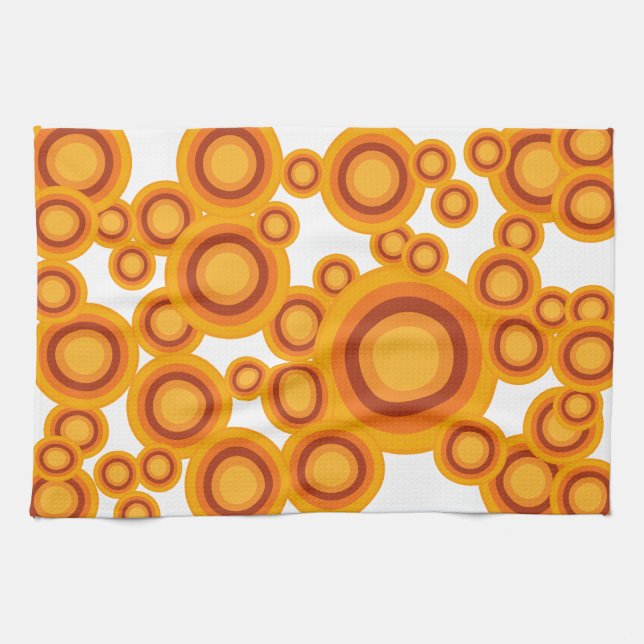 pastel orange circle tea towel (Horizontal)