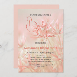 Pastel Orange Floral Background Bridal Shower  Invitation