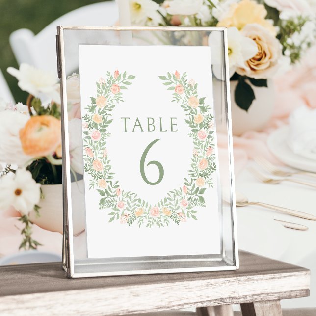Pastel orange floral boho wedding table numbers (Creator Uploaded)