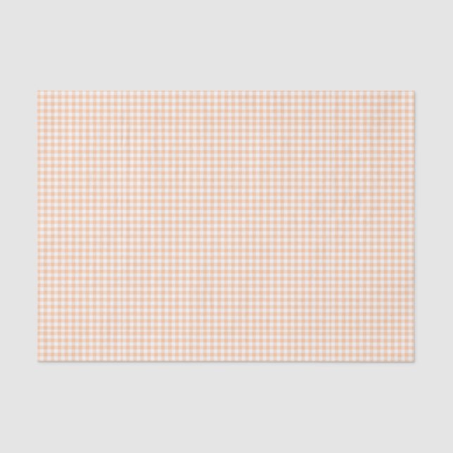 Pastel Orange Gingham Pattern Small Check Plaid Tissue Paper (Front)