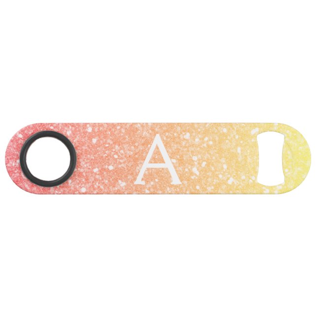 Pastel Orange Gold Glitter & Sparkle Monogram (Front (Horizontal))