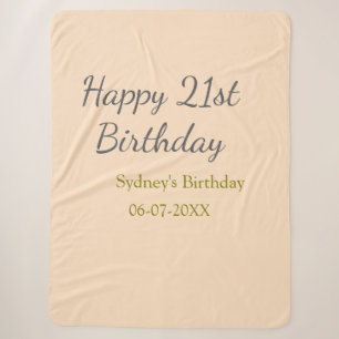 Pastel orange gray happy 21st birthday name date sherpa blanket