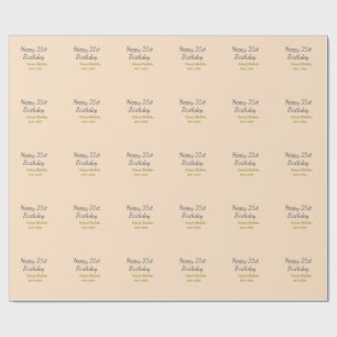 Pastel orange gray happy 21st birthday name date wrapping paper