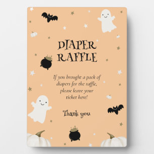 Pastel Orange Halloween Baby Shower Diaper Raffle Plaque
