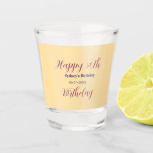 Pastel orange happy 30th birthday name date purple shot glass