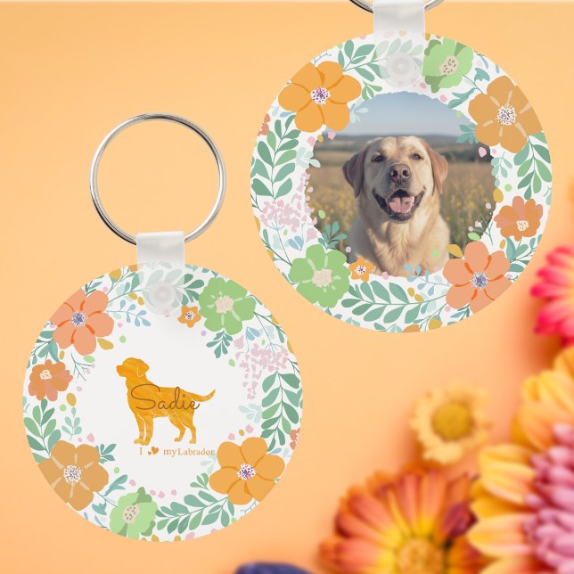 Pastel Orange Labrador Retriever Custom Photo Key Ring (Creator Uploaded)