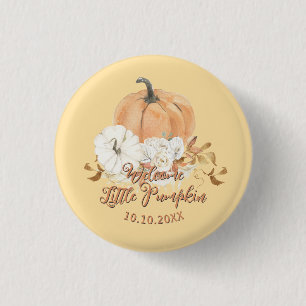 Pastel Orange Little Pumpkin Baby Shower 3 Cm Round Badge