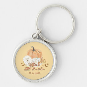 Pastel Orange Little Pumpkin Baby Shower Key Ring