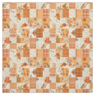 Pastel Orange Patchwork Vintage Cottagecore Quilt Fabric