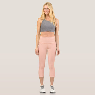 Pastel Orange Peach Solid Colour Minimalist  Capri Leggings