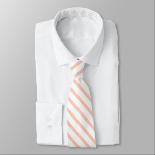 Pastel Orange Peach Stripes Solid Colour Men Tie