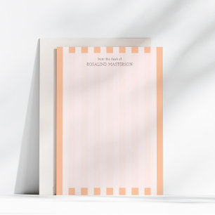 Pastel Orange Stripes Elegant Monogram Card