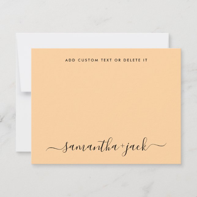 Pastel Orange Stylish Script Elegant Minimalist Card (Front)