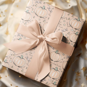 Pastel Orange Sweet Little Pumpkin Baby Wrapping Paper