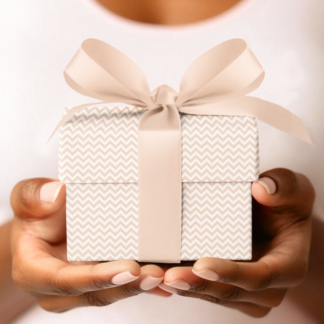 Pastel Orange & White Chevron Stripe Baby Shower Wrapping Paper (Pastel Orange and White Baby Shower Wrapping Paper for Halloween or Fall Baby Shower. Gender Neutral)