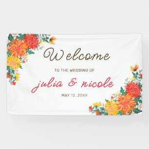 Pastel Orange Yellow Spring Dahlia Flowers Wedding Banner