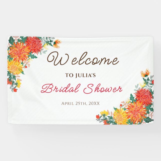 Pastel Orange Yellow Spring Dahlia Flowers Wedding Banner (Horizontal)