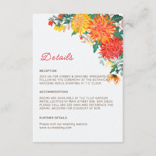 Pastel Orange Yellow Spring Dahlia Flowers Wedding Enclosure Card