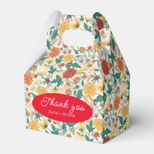 Pastel Orange Yellow Spring Dahlia Flowers Wedding Favour Box