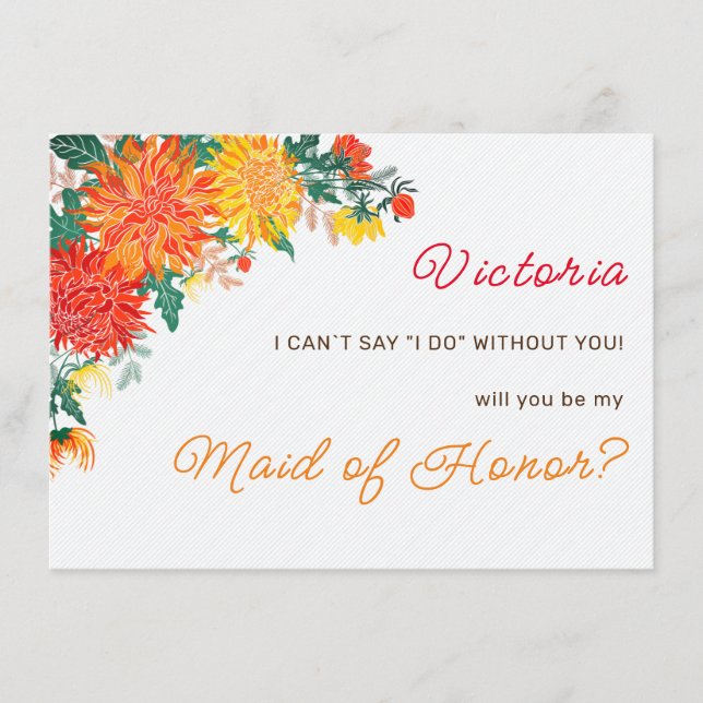 Pastel Orange Yellow Spring Dahlia Flowers Wedding Menu (Front)