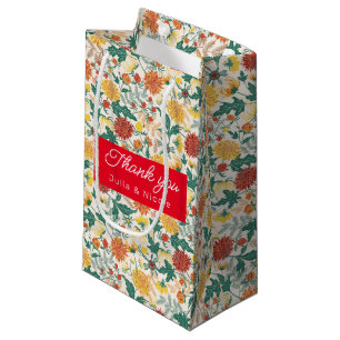 Pastel Orange Yellow Spring Dahlia Flowers Wedding Small Gift Bag