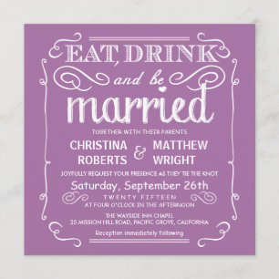Pastel Orchid Eat Drink be Married Wedding Invites