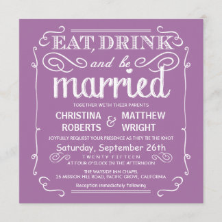 Pastel Orchid Eat Drink be Married Wedding Invites