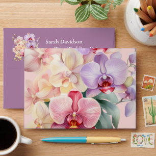 Pastel Orchids Elegant Wedding Envelopes