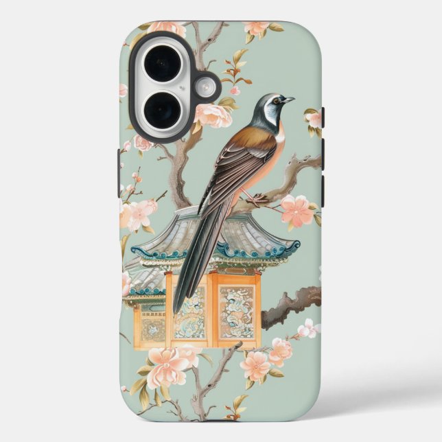 Pastel Oriental Bird and Fruit Blossoms Case-Mate iPhone Case (Back)