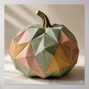 Pastel Origami Fold Pumpkin Poster