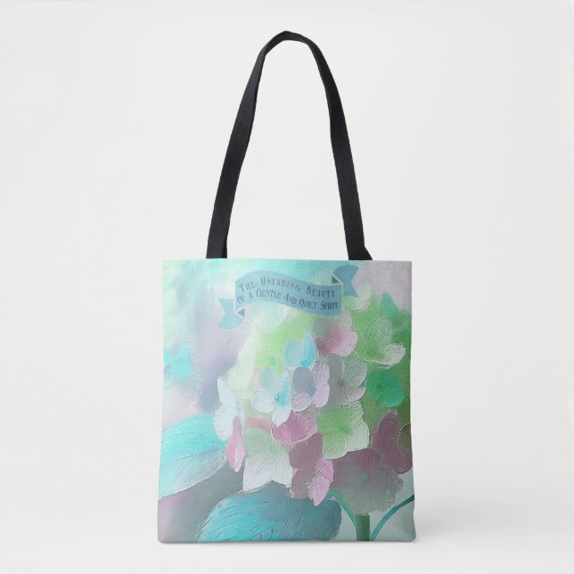 Pastel Orthensia Painted Flower,Bible Quote Mother Tote Bag (Front)