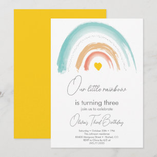 Pastel Our Little Rainbow Birthday Party Invitation