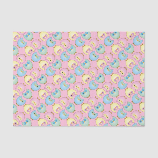 Pastel Owl Baby Girl Shower Theme Tissue Paper (Front)