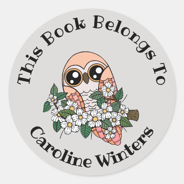 Pastel Owl Book Label (Front)