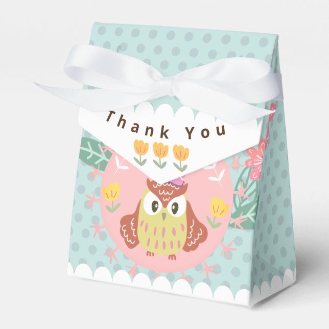 Pastel Owl Happy Birthday . Favour Box (Front Side)