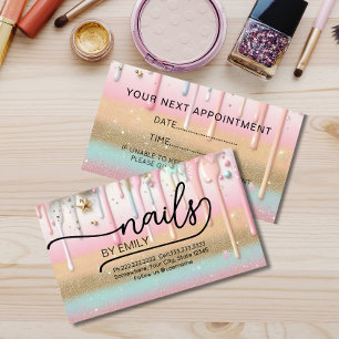 Pastel Paint drip nail salon Manicurist  Appointment Card