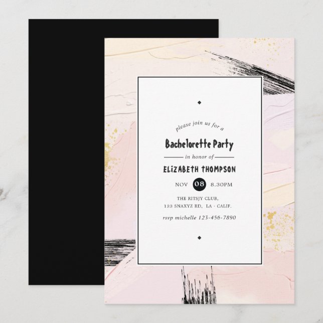 Pastel Paint Splash Bachelorette Party Invitation (Front/Back)
