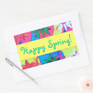 Pastel Paint Splatter Daisies Rectangular Sticker