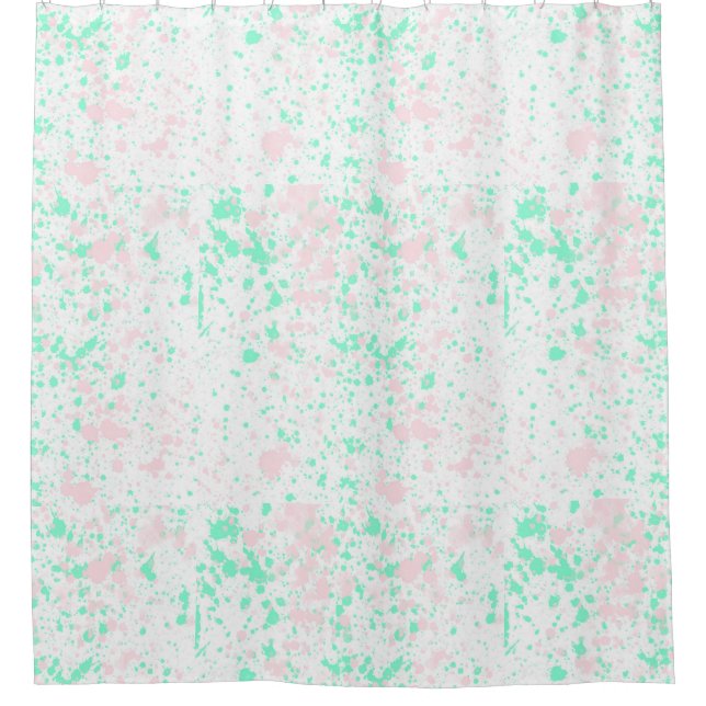 Pastel Paint Splatter Shower Curtain (Front)