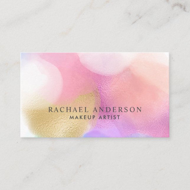 Pastel Paint Splotches Makeup Artist Business Card (Front)