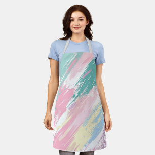 Pastel Paint Strokes Pattern Apron