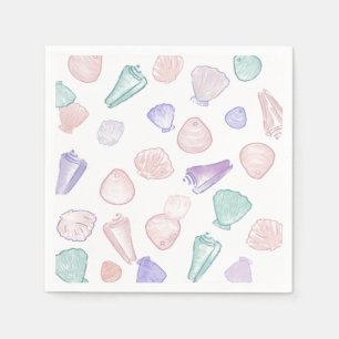 Pastel Painterly Seashell Under the Sea Party Napkin