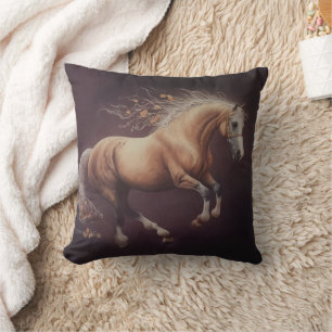 Pastel Painting Of A Running Horse Cushion