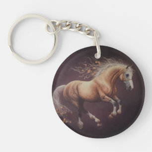 Pastel Painting Of A Running Horse Key Ring